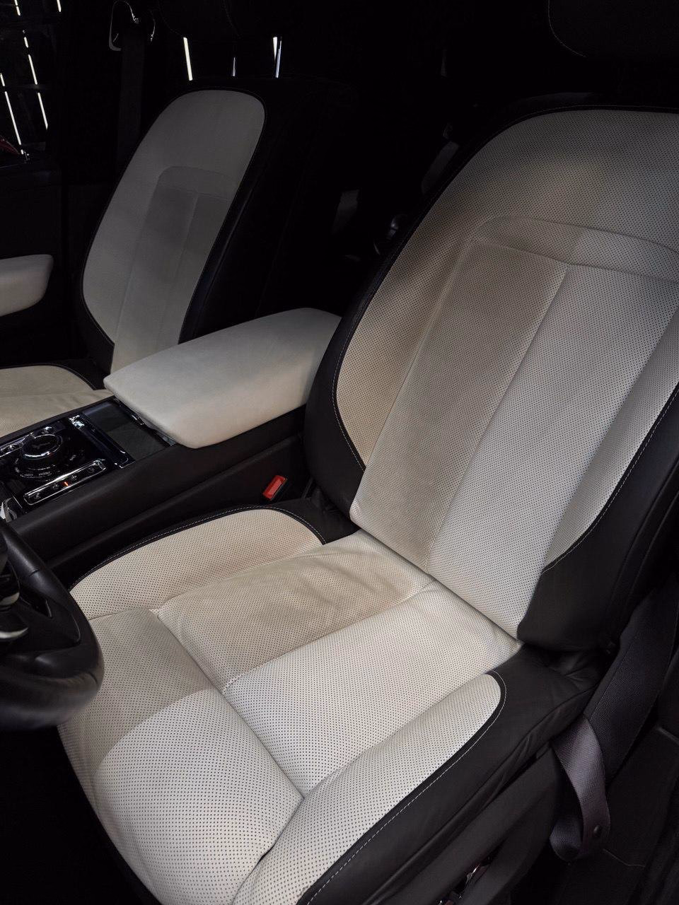 Cream leather interior of a Rolls-Royce after an interior deep clean at the MAER studio
